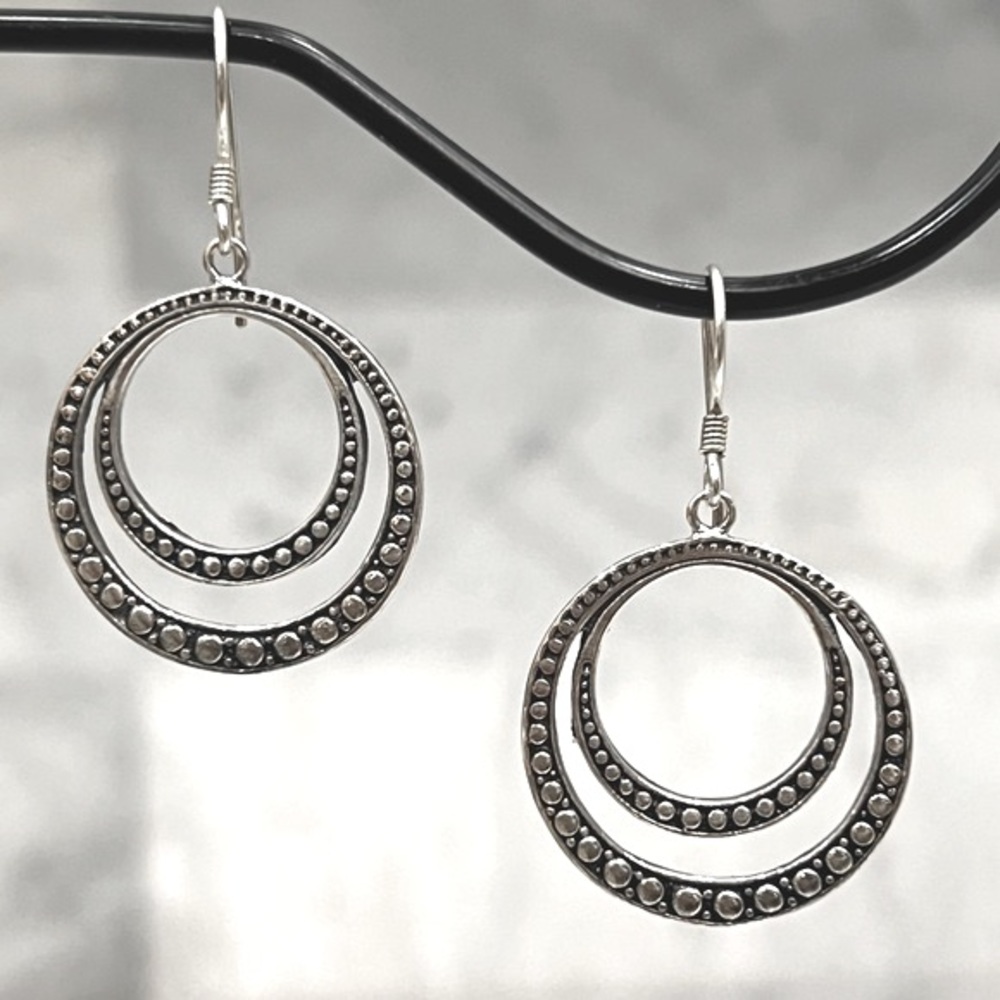 Sterling Silver Concentric Circles Dangle Earrings